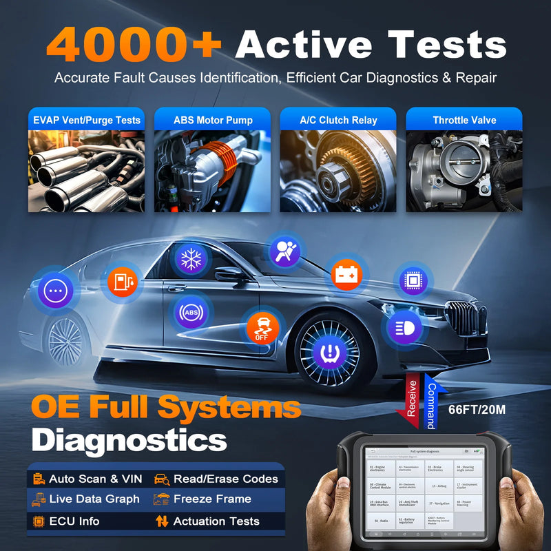 XTOOL D9 D9S Full System Car Diagnostic Tool Bi-Directional Control ECU Coding 45+ Resets Key Programming DOIP CANFD Topology