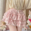 Pink JK Plush Shorts Winter Sweet Lolita Safety Short Pants Women Japanese Kawaii Ruffles Bloomers Harajuku Y2k Pumpkin Pants