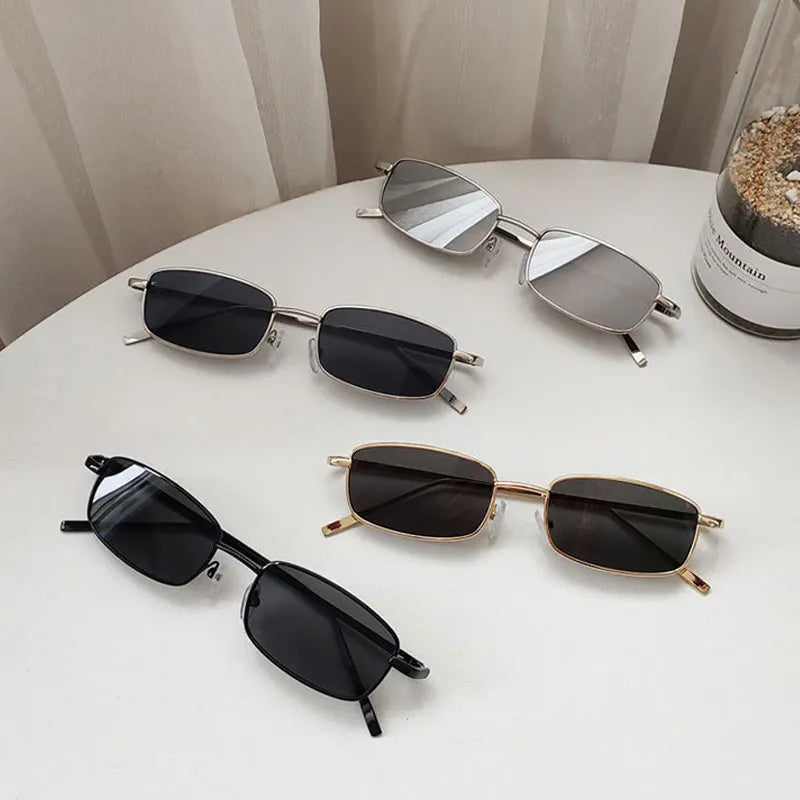 Fashion Small Rectangle Sunglasses Men Women Vintage Square Driving Sun Glasses Luxury Brand Metal Frame Eyewear