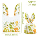 50pcs Rabbit Ear Bags Carton Plastic Cookie Candy Bags for Easter Party Baking Snack Packing Supplies Kids Gifts Boy Girl