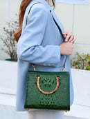 Brand Genuine Leather Real Bamboo Women's Bag Crocodile Pattern Handbag Portable Tote Bag Mom Tide Shoulder Messenger Bags