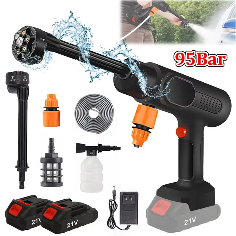 95Bar  Electric High Pressure Washer 6-in-1 Car Washing Garden Water Gun Spray Gun for Makita 18V Battery