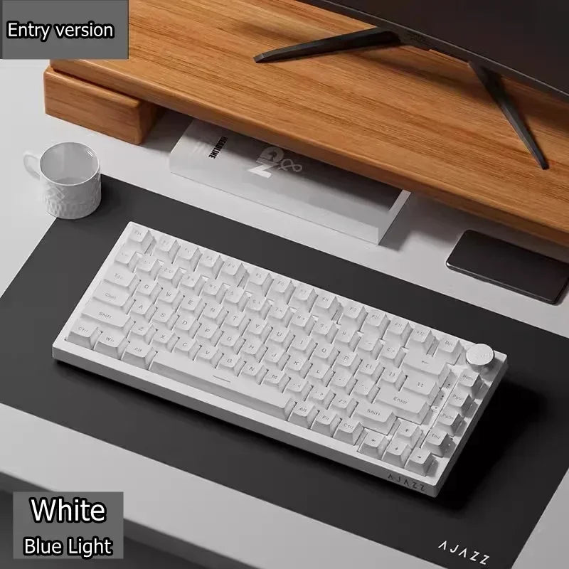 Ajazz Ak820 Mechanical Keyboard Customized Wired Hot Swapsoft Gasket Structure Optional Rgb Backlit 75% Portable for gift