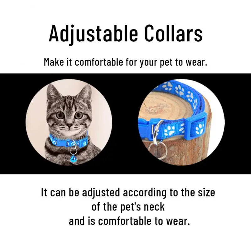 Cute Bell Pet Collar Kitten Teddy Bomei Dog Footprint Cat Collar Dog Cartoon Supplies Harnesses Products Garden Pet Supplies