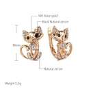 Kinel New 585 Rose Gold Cute Cat Earrings for Women Micro Wax Inlay Natural Zircon Earring Fashion Birthday Party Girl Jewelry