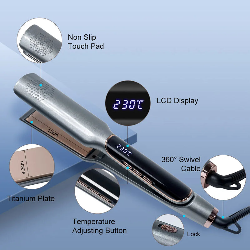 13 Gears Adjustable Temperature 2-in-1 Professional Flat Iron Hair Straightener Fast Warm-up Styling Tool For Wet or Dry Hair