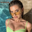 NONOR 1PCS Rectangle Sunglasses Women Sexy Retro Luxury Brand Designer Small Sun Glasses gafas de sol para hombre