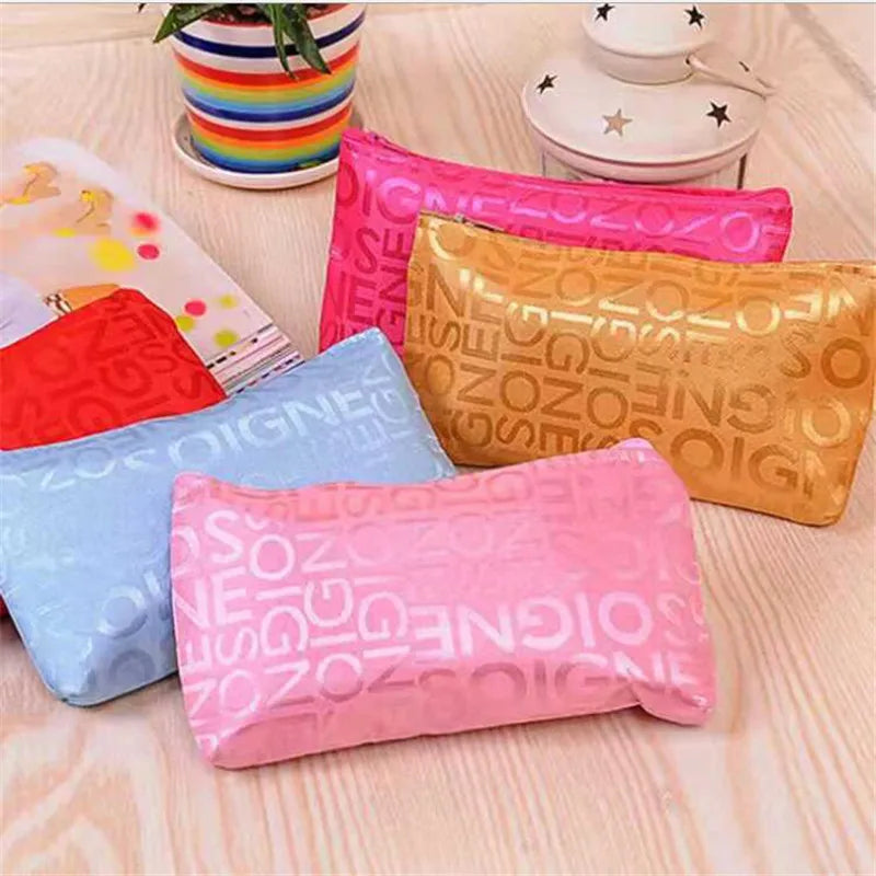 Women Cosmetic Bag Portable Cute Multifunction Beauty Zipper Travel Letter Makeup Bags Pouch Toiletry Organizer Holder Toiletry