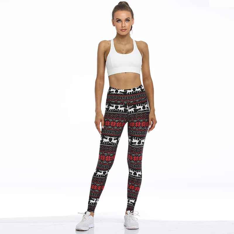 Merry Christmas Casual  Leggings Of Women Autumn Skinny Stretch High Waist  Leggings Women Print