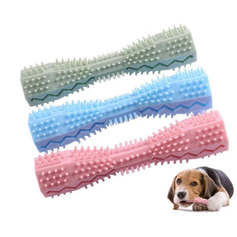 Durable Dog Chew Toy Stick Dog Toothbrush Soft Rubber Tooth Cleaning Point Massage Toothpaste Pet Toothbrush Molar Pet Supplies