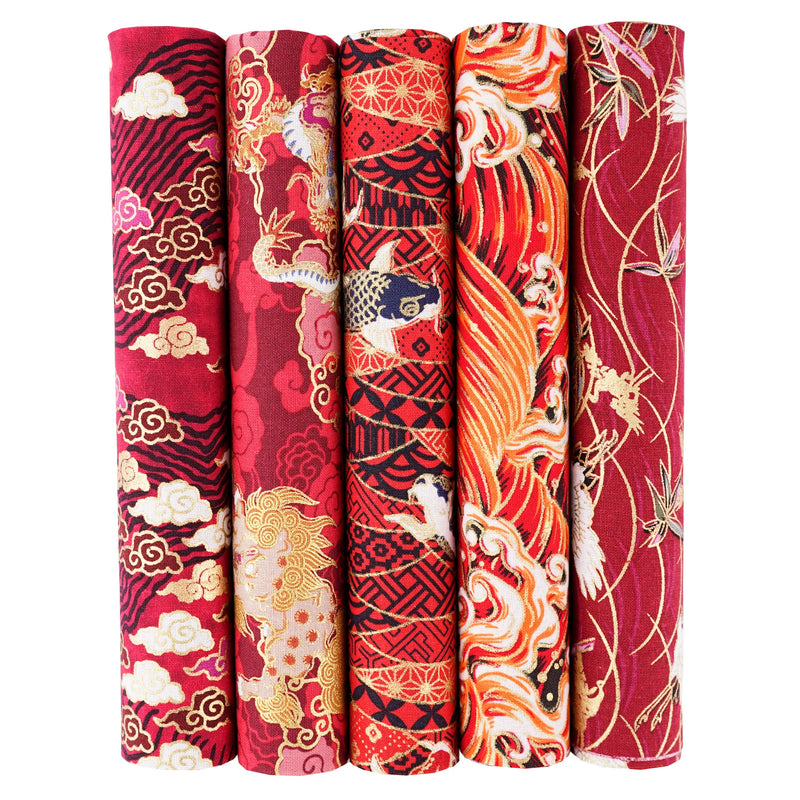 5PCS 25 x 25cm/50 x 50cm Squares Cotton Craft Japanese Fabric Cloths for DIY Bundle Patchwork Quilting Sewing Artcraft