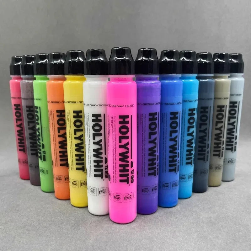 50ML Large Capacity Paint Pen Oily 12mm Round Head Art Graffiti Creation Signature Pen Waterproof Inerasable Fiber Marker Pen