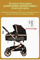 Luxurious Baby Stroller 3 in 1 Portable Travel Baby Carriage Fold Pram High Landscape Aluminum Frame Newborn Infant Stroller