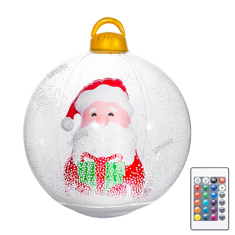 60cm Giant Luminous Inflatable Christmas Balls With Lights Pvc Outdoor Xmas Inflatable Decor Ball Holiday Yard Lawn Porch Decor