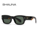 SHAUNA Trending Square Men Punk Rivets Sunglasses Retro Dark Green Eyewear Women Shades UV400 Sun Glasses