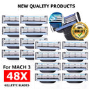 8-48pcs Stainless Steel Shaver Cutting Head 3 Layer Safety Razor for Gillette Mach 3 Replacement Refills Manual Razor Blades Gif