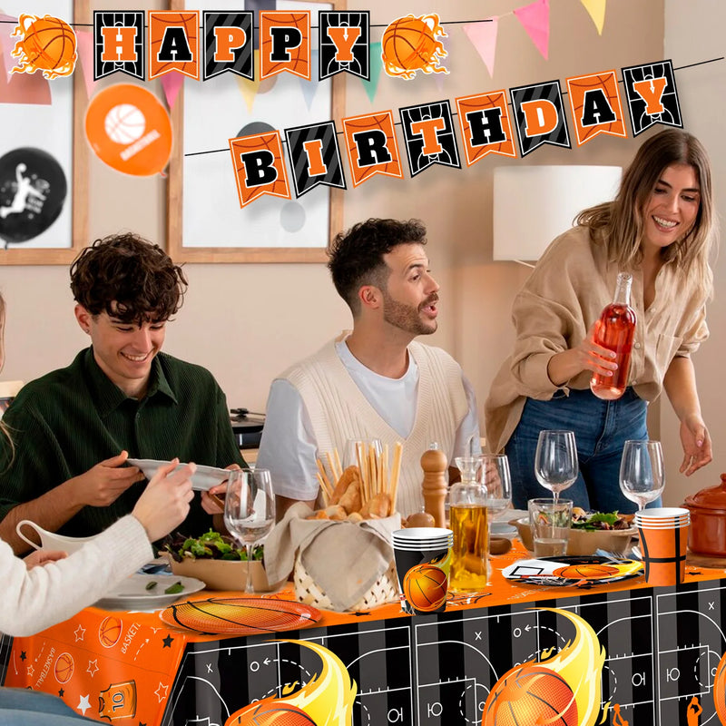 Basketball Party Tableware, Basketball Birthday Tableware - Basketball Plates and NapkinsTablecloths & Basketball Happy Birthday