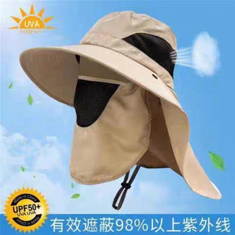 Men's camouflage shawl sun hat outdoor breathable sun protection face fishing hat tourism mountaineering detachable Hiking Caps