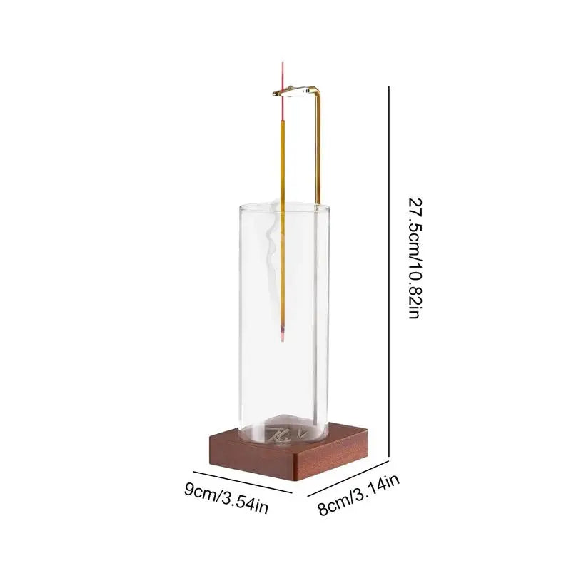 Incense Stick Burner Anti-Ash Flying Stick Incense Burner With Removable Glass Flameproof Incense Stand Mess-Free Ash Catcher