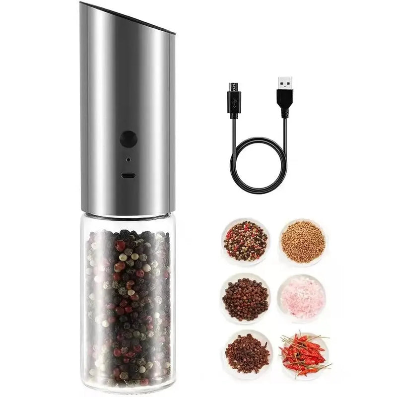 Electric Salt and Pepper Grinder Set USB Rechargeable Eletric Pepper Mill Shakers Automatic Spice Steel Machine Kitchen Tool