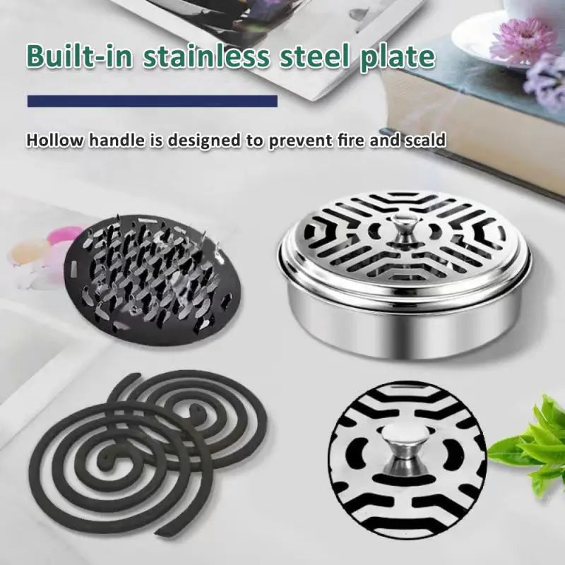 Mosquitoes Coil Holder Tray Frame Stainless Steel Round Rack Plate For Spirals Incense Insect Repellent