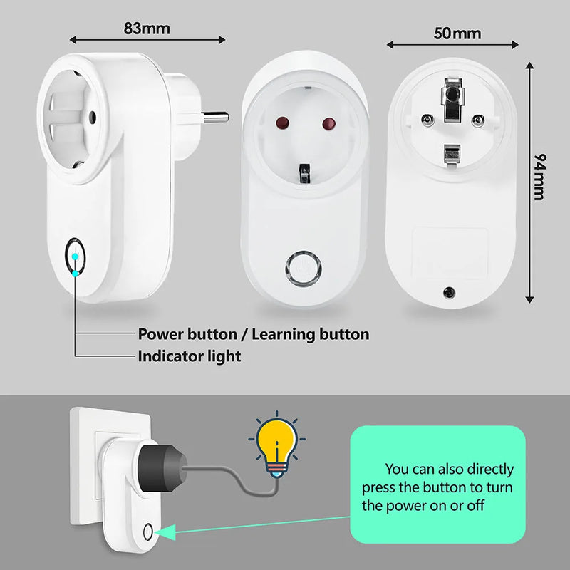 AC 220V 15A Wireless Remote Control Electrical Socket Switch 433mhz Rf Outlet EU Plug Round Transmitter,for LED Home Appliance