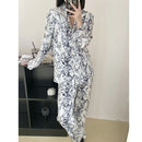 Loose Casual Home Wear Loungewear Fashion Snake Skin Texture Printed Trouser Suits New Female 2Pcs Pajamas Set Pyjama Pour Femme