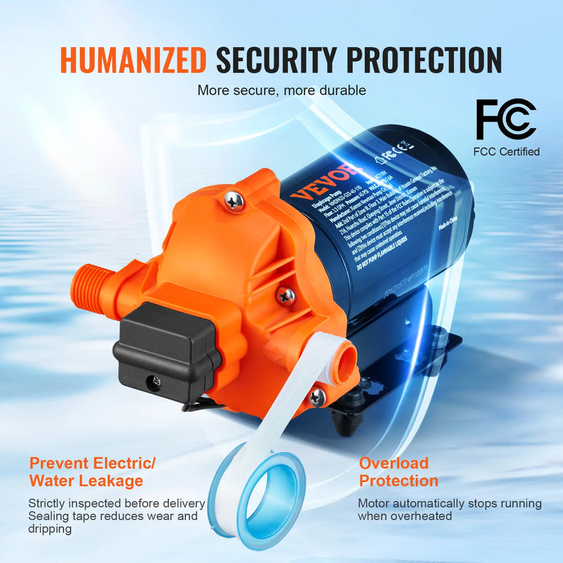 SucceBuy RV Water Pressure Diaphragm Pump 3.3GPM / 3.5GPM / 5.5GPM Adjustable  Priming Sprayer Pump for Camper Marine Boat Lawn