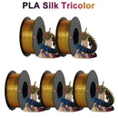 Tri-Color Dual-Color Silk Rainbow PLA Filament 1.75mm Accuracy+/-0.03mm 3D Printer Filament Compatible with Most FDM Printers