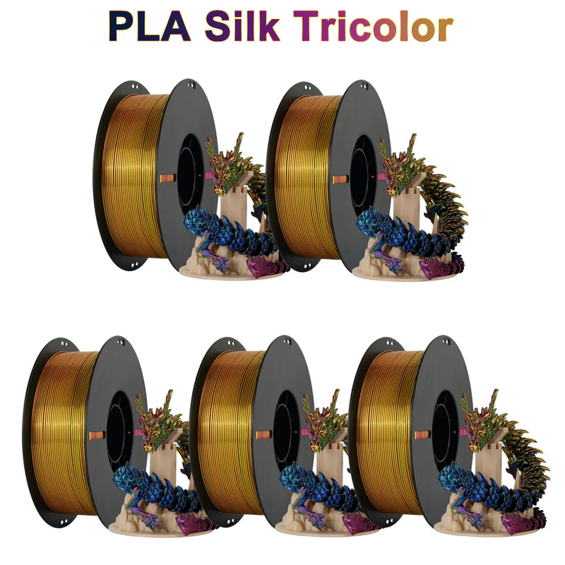 Tri-Color Dual-Color Silk Rainbow PLA Filament 1.75mm Accuracy+/-0.03mm 3D Printer Filament Compatible with Most FDM Printers