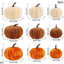 9Pcs Velvet Artificial Pumpkin Ornaments Halloween Party Thanksgiving Dinner Table Decoration Autumn Fall Home DIY Craft Wreath