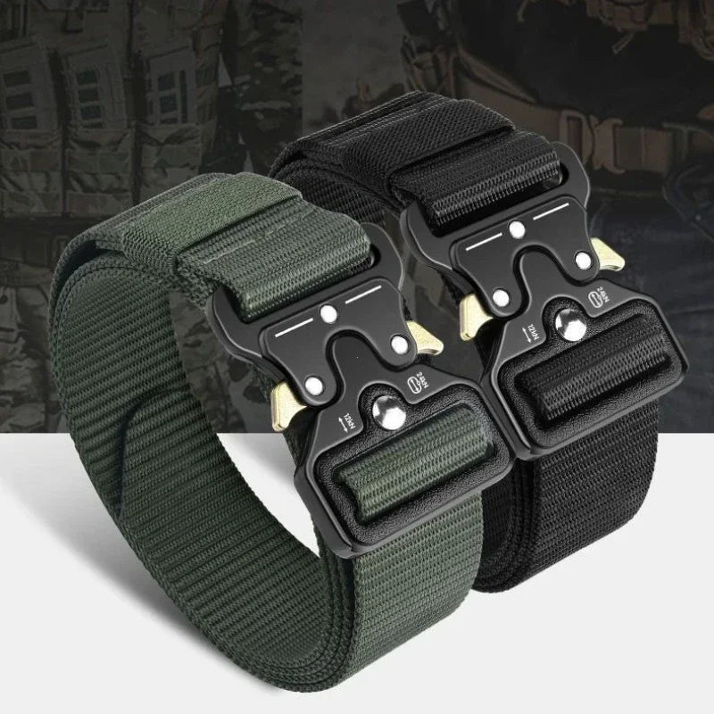 Men's Belt Metal Male Tactical Combat Belt Canvas Belts Big Size Outdoor Sport Nylon Belts Oversized
