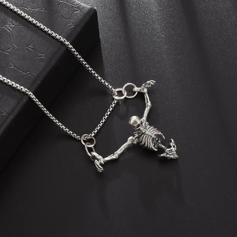 Trend Creative Prison Upper Body Skull Pendant Men and Women Necklace Gothic Rock Hip-Hop Funny Halloween Gift