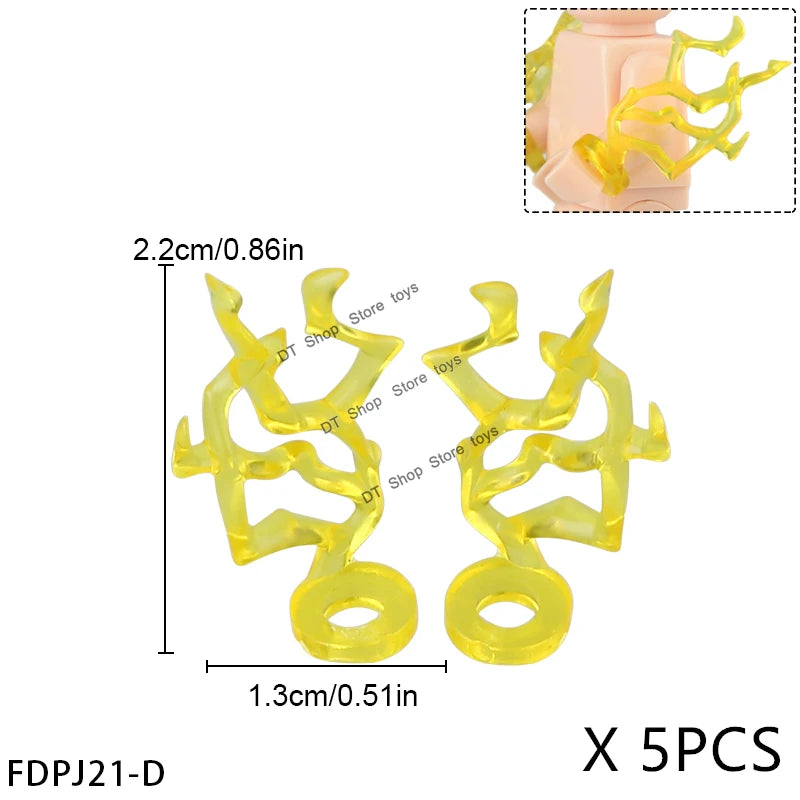 5PCS Cartoon Special Effects Pieces Arm Fist Wind Lightning Leg Flames Weapons Accessories Assemble Scene Bricks Kids for Toys