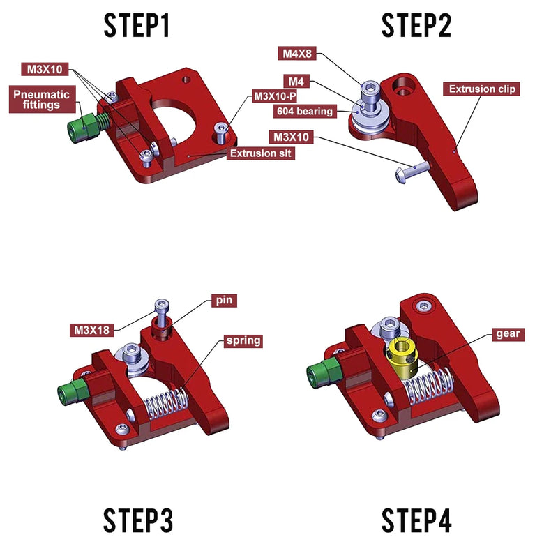 3D Printer Upgraded Aluminum MK8 Extruder Drive Feed Kit for Ender 3/3 Pro/3 V2, Ender 5/5 Pro/5 Plus, CR-10/10S