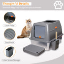 Bingopaw Cat Litter Box with Lid, Enclosed Potty, Large Top Entry Anti-Splashing Toilet, Easy to Clean Including Litter Scoop