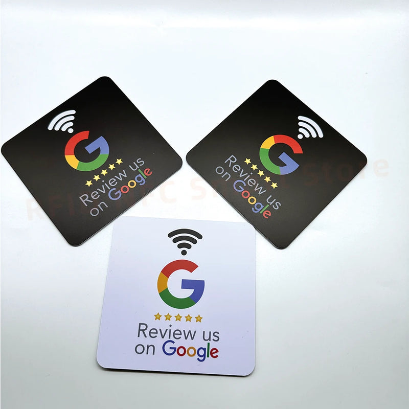 Big size NFC Table Sticker Google Review Tag Sticker PVC 13.56MHz Programmable Waterproof Review us on Google Adhesive NFC Tags