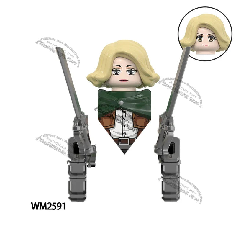 WM6165 WM6166 WM6148 Blocks Anime Bricks Dolls Action Toy Fig Building Blocks Erem Jaeger Armin Levi Mikasa Model Doll