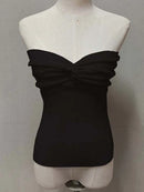 Knit Tube Tops Women White Strapless Corset Tops Summer Basic Backless Off Shoulder Crop Top Bustier Casual Streetwear