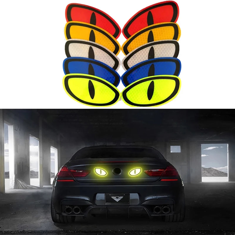 2Pcs Warning Car Reflective Safety Tape Sticker Cat-eye Reflective Sticker Car Sticker Reflective Strips Auto Truck Motorcycle