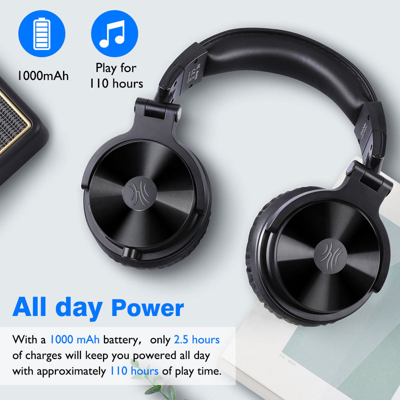 Oneodio Pro-C Wireless Headphones With Microphone 110H PlayTime Bluetooth 5.2 Foldable Deep Bass Stereo Earphones For PC Phone