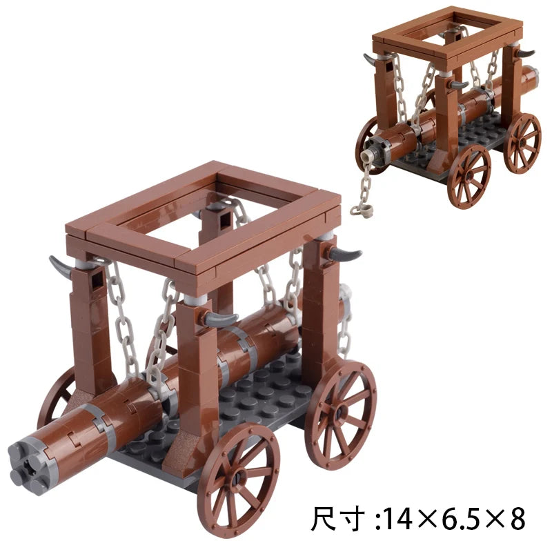 MOC Medieval Castle Building Blocks kit Tent Campfire Siege Car Hanging Cage Trial Bench Guillotine Weapon Toys Gifts Mini Brick