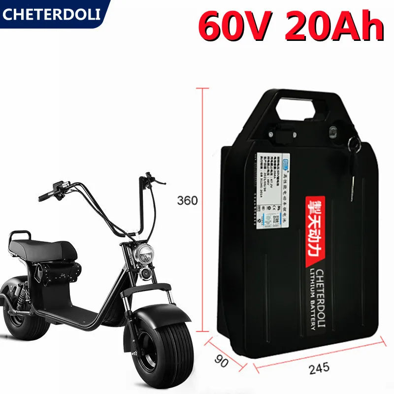 60v 20Ah 18650 Rechargeable Li Ion Battery for 1000w 1500w Citycoco X7 X8 X9 Trolling Motor Lithium Battery + 3A Charger