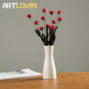 Chinese/Japanese Style Contracted Porcelain Artificial Flower Vase For Home Decor Simple Ceramic Vases Modern White/Black Vase