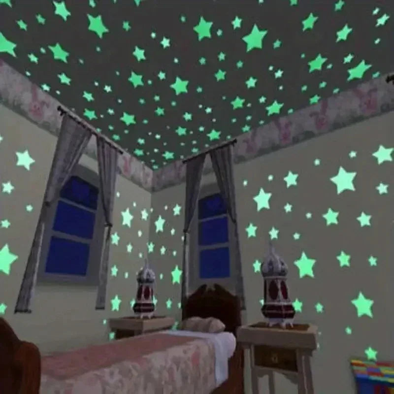 Luminous Star Stickers Background Bedroom Glow Stickers Fluorescent Stereo Wall Stickers Wall Decoration