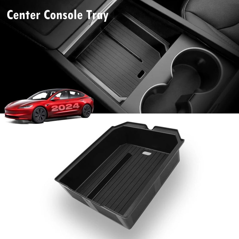 For Tesla Model Y Juniper 2025 & Model 3 Highland 2024 2025 ABS Center Console Organizer Tray Armrest Storage Box Accessories