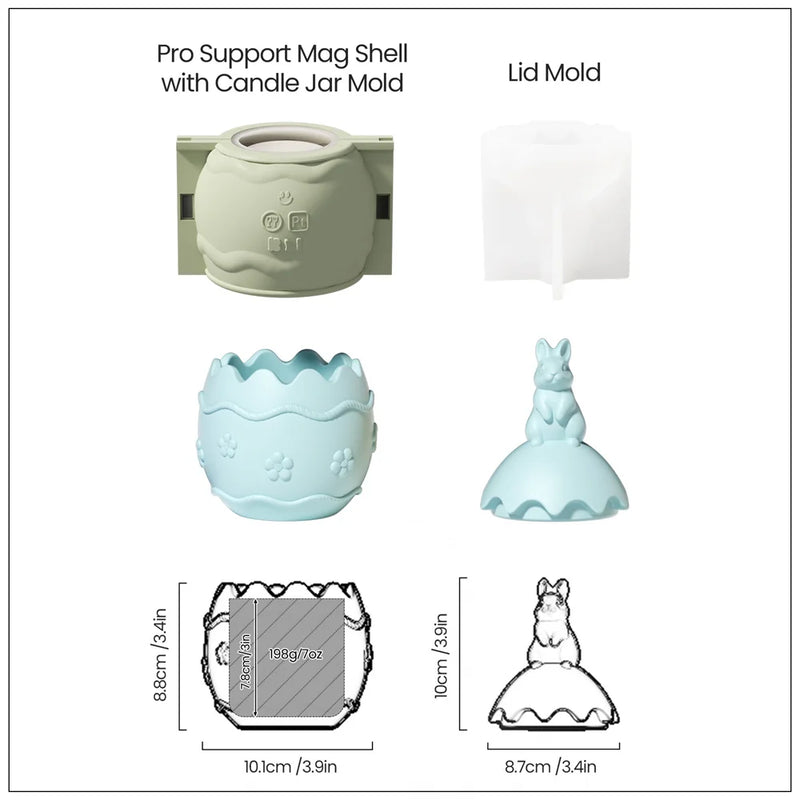 Nicole Bunny-Topped Easter Egg Candle Jar Silicone Molds for Concrete Handmade Jesmonite Easter Candle Vessel Making Mould