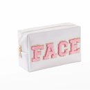 Patch Cosmetic Bag Stitched Letters PU Leather Waterproof Cosmetic Bag Travel Organizer for Women Teen Girls Makeup Bags New