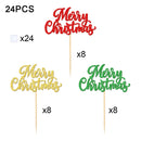 YOMDID 24Pcs Merry Christmas Cupcake Toppers for Christmas Cake Toppers Picks Xmas New Year Party Supplies Cake Decorations