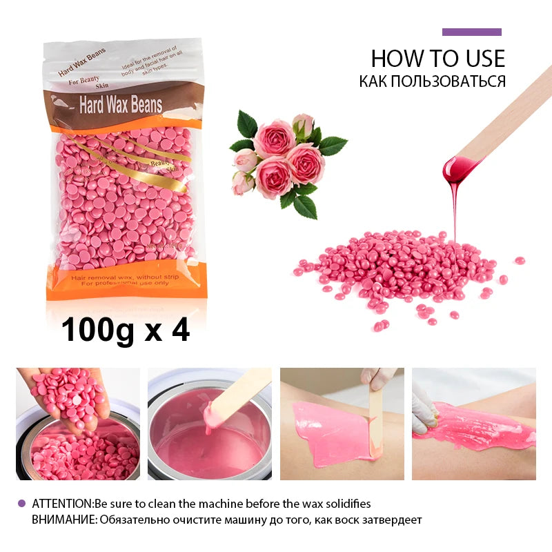 400g/500g Waxing Wax for Hair Removal Hard Wax Beans Depilatory Hot Film Wax Beads for Full Body